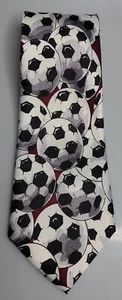 Renaissance 100% Polyester Tie Necktie Handmade Soccer Balls Foot Balls Sports - Picture 1 of 5
