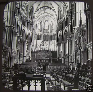 Glass Magic Lantern Slide CANTERBURY CATHEDRAL CHOIR .  C1910 ENGLAND - Picture 1 of 2