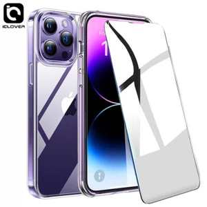 For iPhone 14/Pro/Max Case Crystal Clear Cover+Tempered Glass Screen Protector - Picture 1 of 16