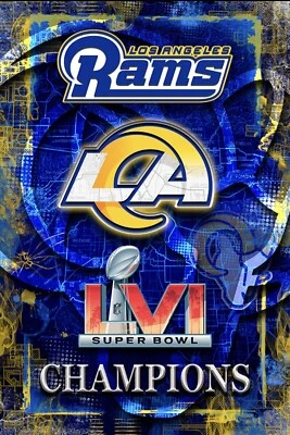 Póster de Los Angeles Rams Super Bowl 56 Championship 12x18 pulgadas LA Rams Super Bowl Foto 1 de 4