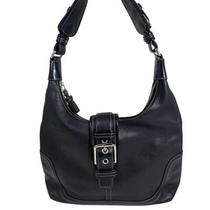 De Colección Y2K Coach 7463 Hampton Soho Hobo Bolso de Hombro de Cuero Negro Cartera con Etiqueta/Llavero - Imagen 1 de 11