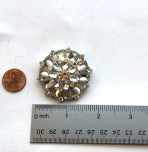 Vintage Brosche kristallklar Strass rund sehr guter Zustand - Bild 1 von 3