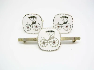 Juego de pasadores de cuello de gemelos vintage Phaeton Carriage gemelos cuello estancia Foto 1 de 3
