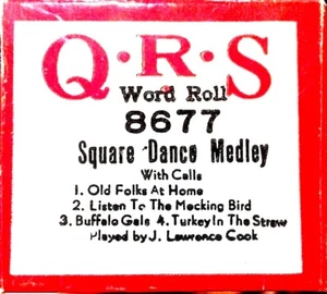 Rollo de palabras QRS CUADRADO DANCE MEDLEY (con llamadas) J. L. Cook 8677 rollo de piano para jugador - Imagen 1 de 1