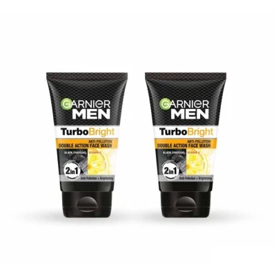 Garnier Men Face Wash Brightening & Anti-Pollution, TurboBright 100 GM Pack of 2 - Image 1 of 4
