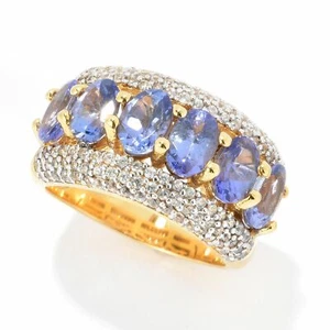 Meher's Jewel 3.38ct Tanzanite & White Zircon Gemstone Band Ring Sterling Silver - Picture 1 of 4