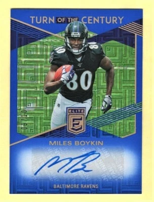 Miles Boykin Baltimore Ravens 2019 Donruss Elite Blue Parallel Auto Card 09/10 - Image 1 of 2
