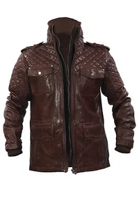 Infinity New Men's Casual 100% Sheepskin Brown Quilted Slim Fit Leather Jacket - Picture 1 of 6
