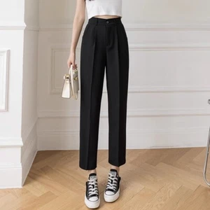 Lady Suit Ankle Pants Casual Summer Thin Trousers Straight Office Long Pants - Picture 1 of 21