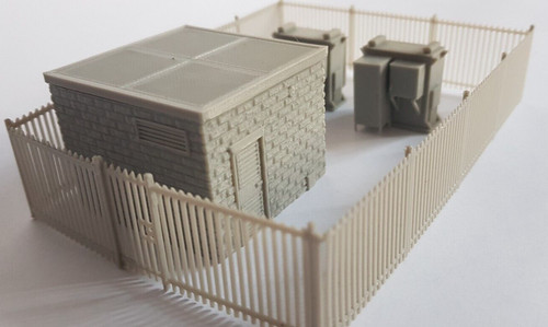 Model Railway Small Fenced Substation Utility Building Kit 1:76 OO ...