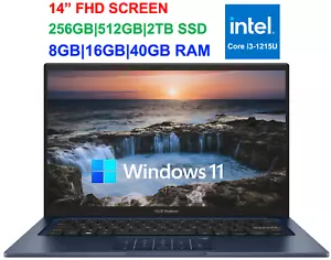 2024 ASUS Vivobook 14" FHD Laptop, 6-Core Intel i3-1215U, Upto 40GB RAM& 2TB SSD - Picture 1 of 8