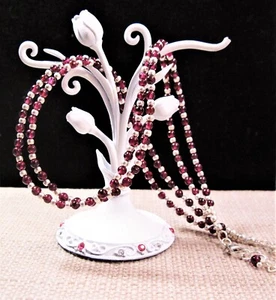 Gorgeous 2 Strand 18" Sterling Silver 75cttw Garnet Necklace F60 - Picture 1 of 4