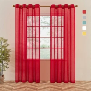 NEW 2 Piece Solid Sheer Grommet Window Curtain Panel Set - 54" x 108" - Picture 1 of 11
