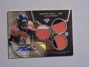 2013 TTT Montee Ball Denver Broncos Wisconsin Badgers 3 Color Rookie Patch Auto - Picture 1 of 2
