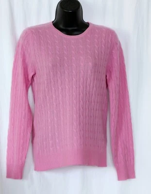 TWEEDS Pink Cashmere Cable Stitch Rnd Nck Swtr 32 In Chest 23 In Long Sz S EXC - Image 1 of 3