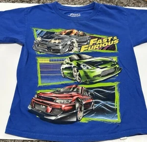 VINTAGE FAST AND FURIOUS T SHIRT Blue Size 8 Kids Boys - Picture 1 of 13