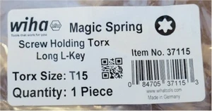 NEW wiha 37115 MagicSpring Screw Holding Torx Long Arm L-Key T15 - Picture 1 of 4