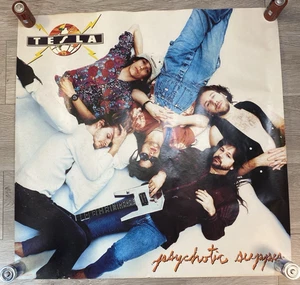 Póster promocional original de la banda de rock Tesla 1991 Psychotic Supper de colección - Imagen 1 de 5