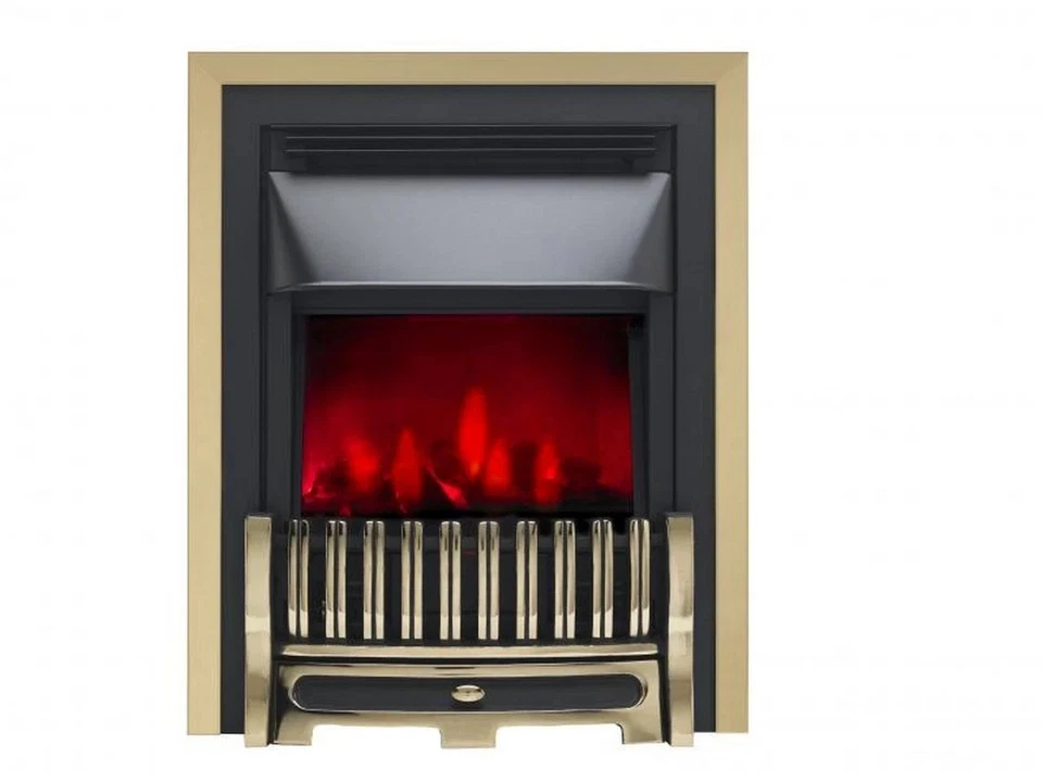 Valor Bauhaus Dimension Brass Inset Electric Fire LED REMOTE - Image 1 of 2