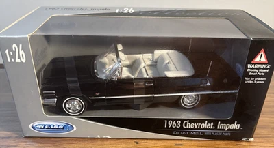 Chevrolet Impala Car Black &White New in Box and sealed Welly 1963 1:26 Scale - Image 1 of 4