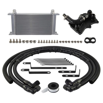 19 Row AN10 Oil Cooler Kit Adapter Hose For Mercedes-BENZ M276 3.0/3.5L Silver - Image 1 of 4