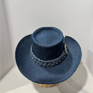 Cappello Vintage Simply Barbara Cowboy Western Denim Strass Taglia M USA - Foto 1 di 7