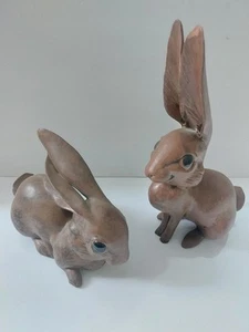 Lot Of 2 Vintage Freeman McFarlin Pottery Rabbit Sculptures - Picture 1 of 14