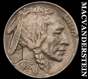 1936 Buffalo Nickel - Scarce  Extra Fine+  Better Date  No Reserve  #G856 - Picture 1 of 2