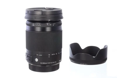 Sigma 18-300mm f3.5-6.3 DC lens Canon EOS fitting with hood, almost mint - Image 1 of 4