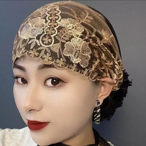 Elastic Bonnet Hat Flower Embroidery Headband Cap New Turban Hat Gift - Picture 1 of 18