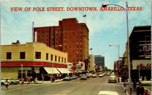 Vintage Postcard Amarillo Texas TX Polk Street Downtown Cars Woolworth 1964 - Picture 1 of 3