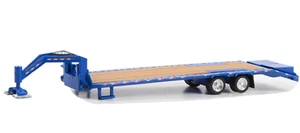 Flatbed Gooseneck Trailer with Loading Ramps, 1/64 Scale Diecast Model, BLUE - Picture 1 of 1