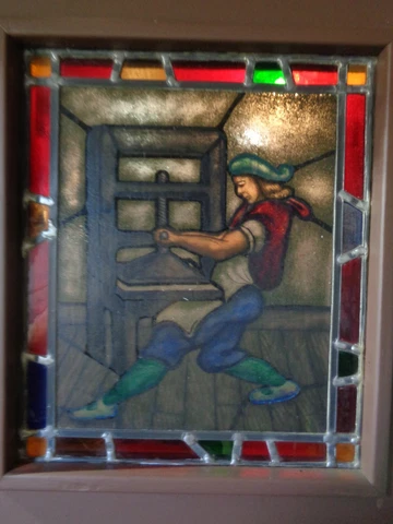 Vintage Printing Press STAINED GLASS Entrance DOOR 32 x 79.25 x 1.75 PICK UP -NJ Cover
