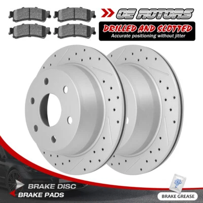For GMC Sierra 1500 Chevy Silverado 150 Rear Disc Brake Rotor + Rear Ceramic Pad - Image 1 of 4