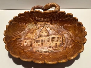 Vintage US Capitol Washington DC Embossed Souvenir Faux Wood Bowl, Silberne Inc - Picture 1 of 6