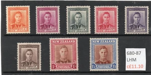 New Zealand GV1 1947-52 s/set to 1s.3d. sg 680-687 LHMint - Picture 1 of 2