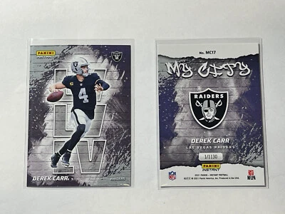 Lot Of 10 DEREK CARR - 2021 PANINI NFL INSTANT MY CITY #17 - LAS VEGAS - 1/1130 - Image 1 of 4