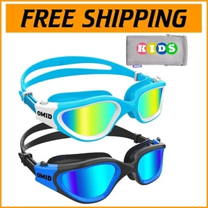 Leak-Proof Kids Swim Goggles with Anti-Fog & UV Protection - 2 Pack Ages 6-14 - Picture 1 of 9