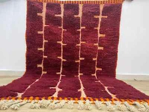 Hand Knotted Design Handmade Moroccan rug Dark red Beni ourain Area Rugs for Rug - Picture 1 of 10