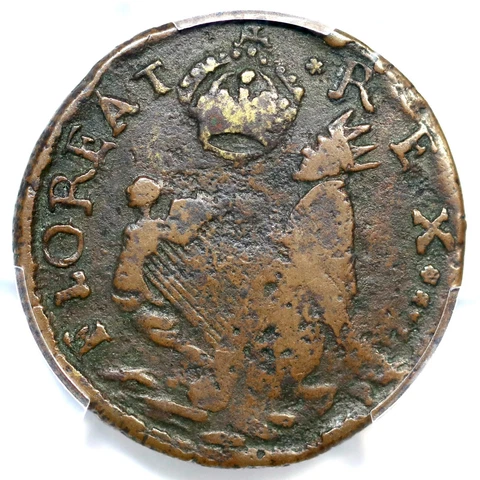 (1670) M 4b.2-Gb.4 R-7 PCGS VF 30 St. Patrick Farthing Colonial Coin 1/4p Cover