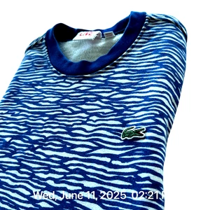 Lacoste Live Sweatshirt Erwachsene 2 Small weiß blau Welle Rundhalsausschnitt Baumwolle schwer - Bild 1 von 13