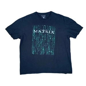 The Matrix Mens XL Black Green Crew Neck Graphic T-Shirt Digital Rain Coding - Picture 1 of 7