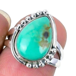 Natural Turquoise Solid Sterling Silver Statement December Ring Jewelry Size 5.5 - Picture 1 of 8