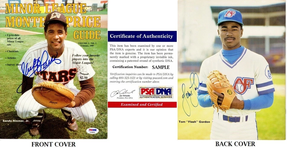 Sandy Alomar Jr. + Tom Gordon Signed 1989 Minor League Monthly Magazine PSA/DNA - Image 1 of 1