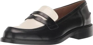 Sam Edelman Colin Black/Bright White Leather Slip On Rounded Toe Classic Loafers - Picture 1 of 6