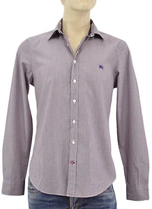 $250 BURBERRY Brit Purple White Striped Casual Dress Mens Shirt M NEW COLLECTION - Picture 1 of 5