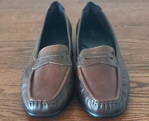 Tripad SAS Damenschuhe 9,5 Penny-Loafer braun Eidechsenhaut Leder eckige Zehenpartie - Bild 1 von 10