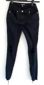 Parisian Black Skinny Jeans Distressed Knees Style Size 6 Small Womens Used - Picture 1 of 3