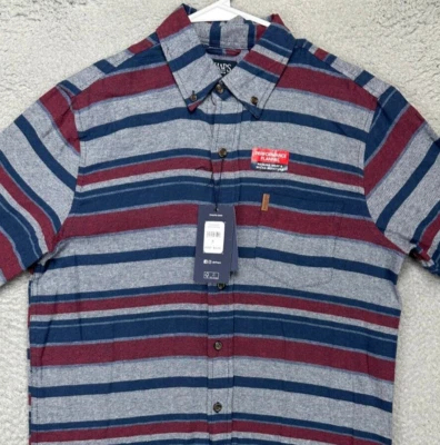 Chaps Shirt Adult Small Performance Blue Striped Flannel Button Down Mens NEW - Image 1 of 4