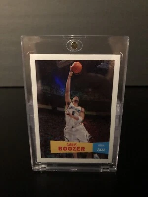 2007/08 Topps Chrome White Refractor Carlos Boozer SP #d 8/99 Duke Very Rare - Image 1 of 3
